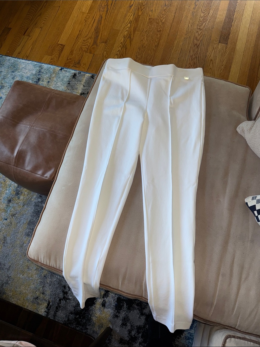 Anne Klein White High-Waist Ponte Trousers